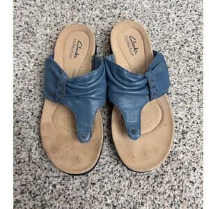 Clarks Women's Thong Sandals Size 7 Blue Laurieann Arla Slip On Comfort